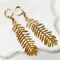 Long Brass Textured Leaf Statement Earrings product 4